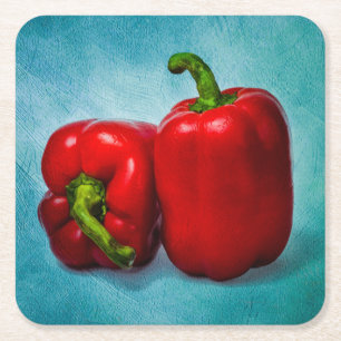 Posavasos Cuadrado De Papel Peppers de Campana Roja