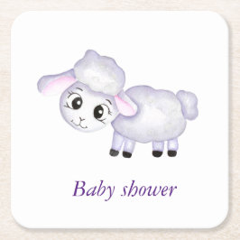 Posavasos Cuadrado De Papel Pequeña oveja de cordero Baby Shower
