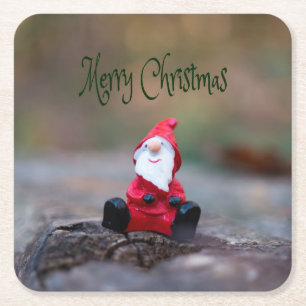 Posavasos Cuadrado De Papel Pequeña Santa Cláusula Feliz Navidad