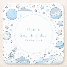 Posavasos Cuadrado De Papel Pequeño astronauta, gran mundo