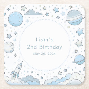 Posavasos Cuadrado De Papel Pequeño astronauta, gran mundo