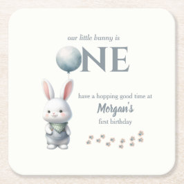 Posavasos Cuadrado De Papel Pequeño conejito que se vuelve un niño azul primer