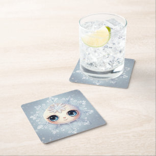 Posavasos Cuadrado De Papel Pequeño copo de nieve 1