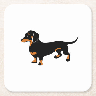 Posavasos Cuadrado De Papel Pequeño Dachshund negro y del moreno lindo - perro