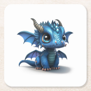 Posavasos Cuadrado De Papel Pequeño Dragón