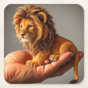 Posavasos Cuadrado De Papel Pequeño león