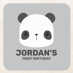 Posavasos Cuadrado De Papel Pequeño oso oso panda con nombre personalizado