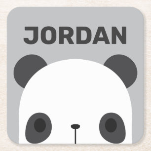 Posavasos Cuadrado De Papel Pequeño oso oso panda con nombre personalizado