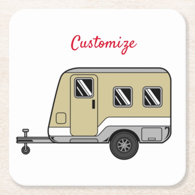 Posavasos Cuadrado De Papel Pequeño Tan Caravana Camper Thunder_Cove (Anverso)