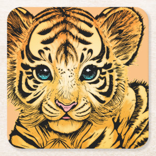 POSAVASOS CUADRADO DE PAPEL PEQUEÑO TIGRE