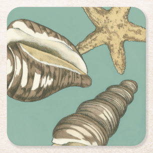 Posavasos Cuadrado De Papel Pequeño trío de Shell en trullo