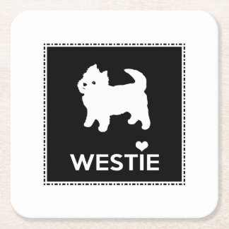 Posavasos Cuadrado De Papel Pequeño Westie lindo - montaña del oeste Terrier