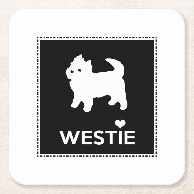 Posavasos Cuadrado De Papel Pequeño Westie lindo - montaña del oeste Terrier (Anverso)