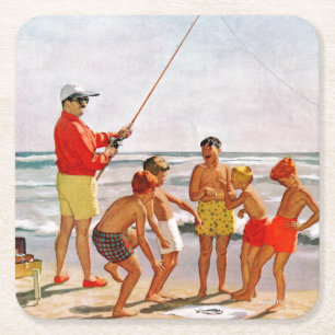 Posavasos Cuadrado De Papel Pequeños pescados grandes de poste de Richard