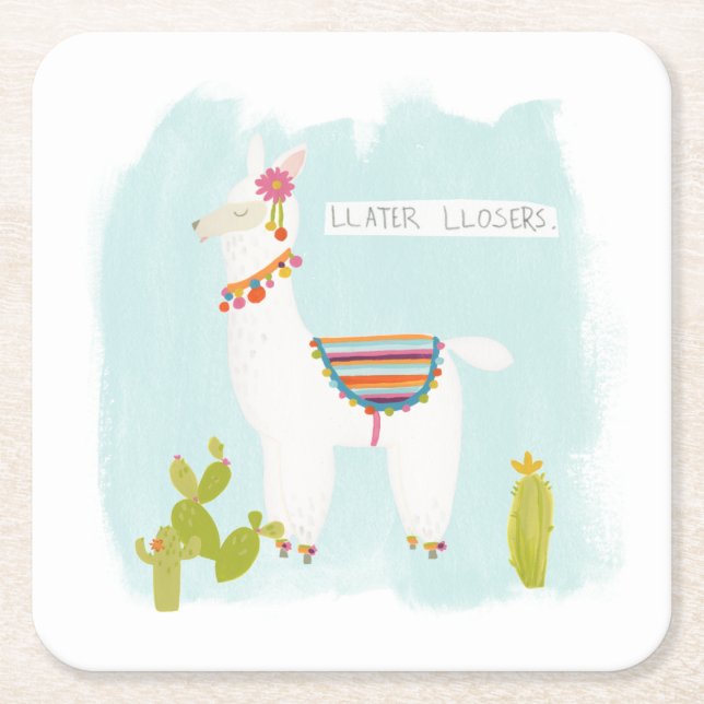 Posavasos Cuadrado De Papel Perdedores de Llater (Anverso)