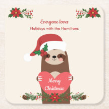 Perezoso Lindo Navidad Personalizada Feliz