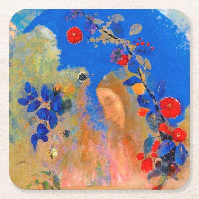 Posavasos Cuadrado De Papel Perfil bajo un arco, Redon (Anverso)