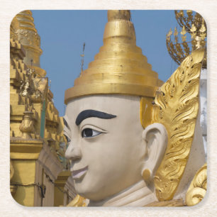 Posavasos Cuadrado De Papel Perfil de estatua de Buda