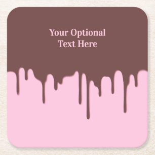 Posavasos Cuadrado De Papel Perforación de chocolate con texto de personalizad