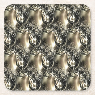 Posavasos Cuadrado De Papel Perlas doradas