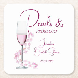 Posavasos Cuadrado De Papel Perlas modernas y Boda de ducha de novia en Prosec
