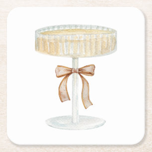 Posavasos Cuadrado De Papel Perlas y Prosecco amor para la despedida de solter