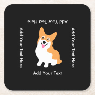 Posavasos Cuadrado De Papel Perrito lindo del Corgi del Pembroke Galés