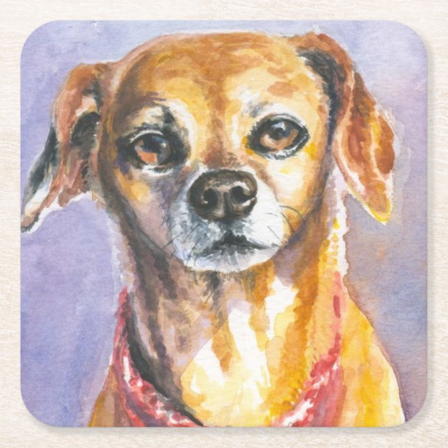 Posavasos Cuadrado De Papel Perro 2 (Anverso)