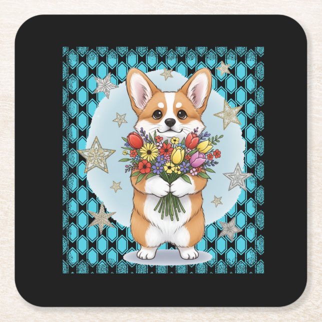 Posavasos Cuadrado De Papel perro adorable (Anverso)