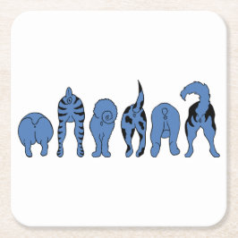 Posavasos Cuadrado De Papel Perro Azul