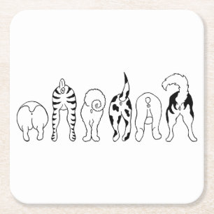 Posavasos Cuadrado De Papel Perro Butts