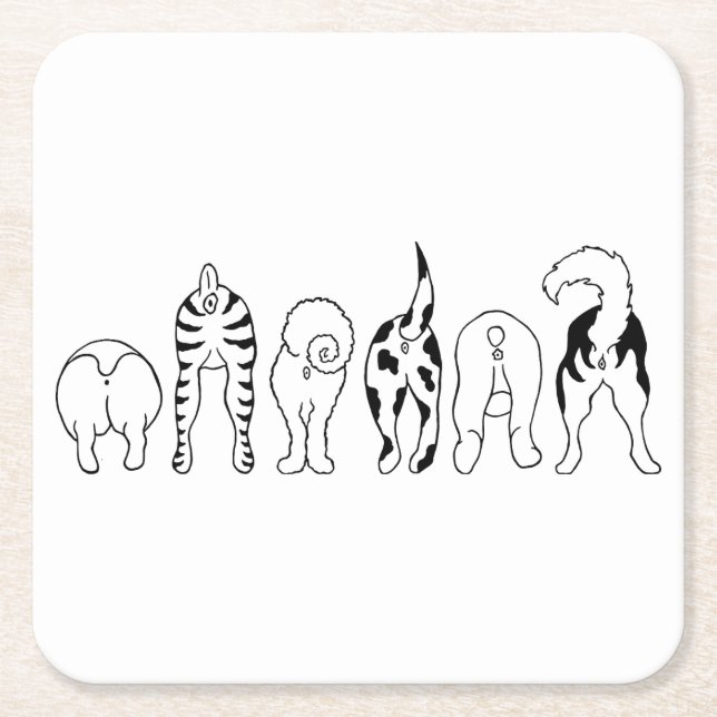 Posavasos Cuadrado De Papel Perro Butts (Anverso)