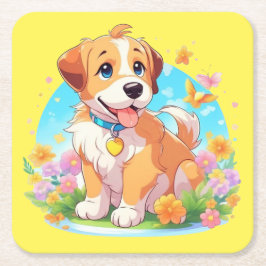 Posavasos Cuadrado De Papel Perro de cachorro