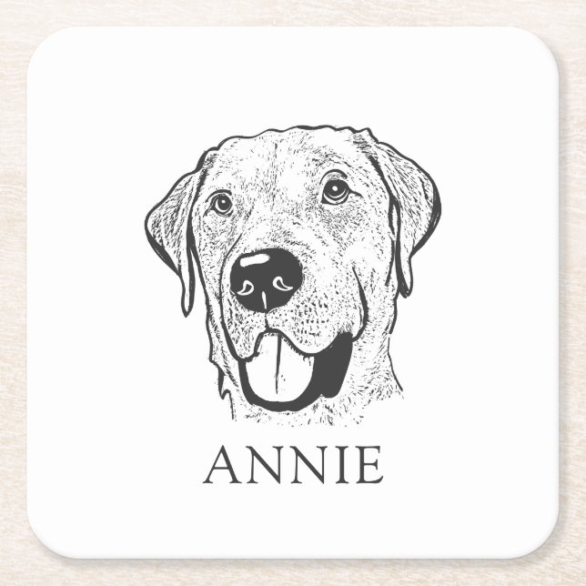 Posavasos Cuadrado De Papel Perro de Labrador personalizado (Anverso)