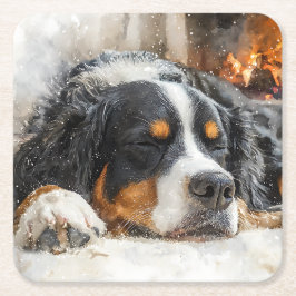 Posavasos Cuadrado De Papel Perro de montaña bernés
