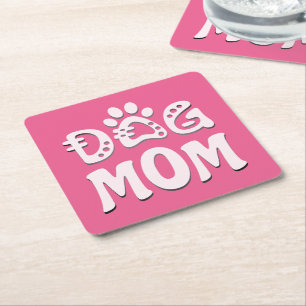 Posavasos Cuadrado De Papel Perro Mamá