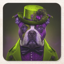 Perro morado verde Steampunk Vintage
