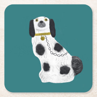 Posavasos Cuadrado De Papel Perro Staffordshire en una montaña rusa verde azul