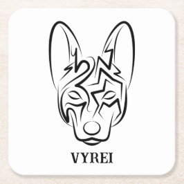 Posavasos Cuadrado De Papel Perro tribal blanco y negro