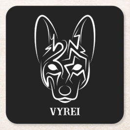 Posavasos Cuadrado De Papel Perro tribal blanco y negro