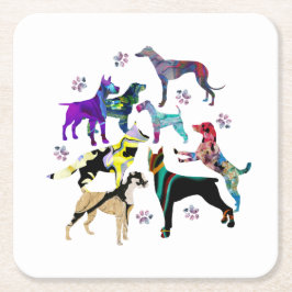 Posavasos Cuadrado De Papel Perros y patas