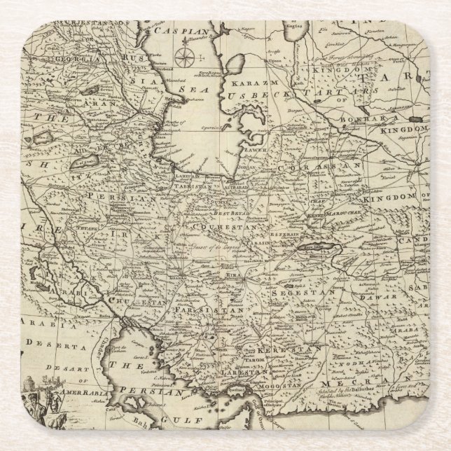 Posavasos Cuadrado De Papel Persia 5 (Anverso)