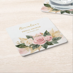 Posavasos Cuadrado De Papel Personaliza el ramo de rosas para despedida de sol