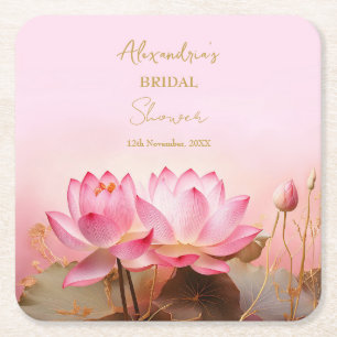 Posavasos Cuadrado De Papel Personaliza la ducha nupcial Pink Lotus