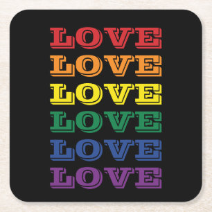 Posavasos Cuadrado De Papel PERSONALIZABLE de amor del orgullo gay LGBTQ repit