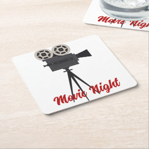 Posavasos Cuadrado De Papel Personalizable de cámara de película retro