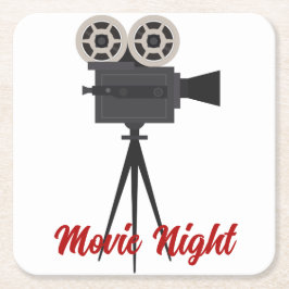 Posavasos Cuadrado De Papel Personalizable de cámara de película retro