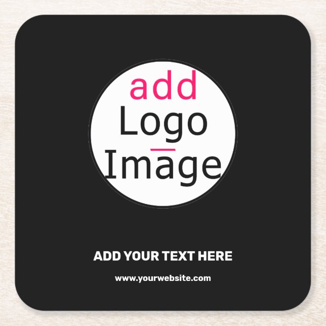 Posavasos Cuadrado De Papel Personalizable de Moda empresarial Blanco negro mí (Anverso)