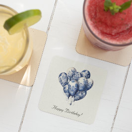 Posavasos Cuadrado De Papel Personalizable Delft Blue Balloons