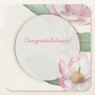 Posavasos Cuadrado De Papel Personalizable Floral
